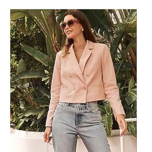 NWT: DOUBLE BREASTED LINEN-BLEND CROPPED BLAZER